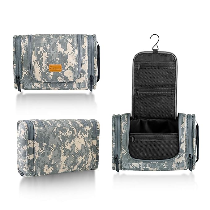 MIRASON Hanging Toiletry Bag for Men Dopp Kit Waterproof Travel Organizer Bag with Sturdy Metal Hook and Handle for Bathroom Shower Camping Toiletry Bag Gift for Men (Camo)