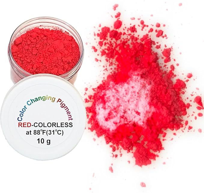 Temperature Activated Color Changing Thermochromic Powder Pigment RED to COLORLESS (Translucent White) Changing at 88F/31C