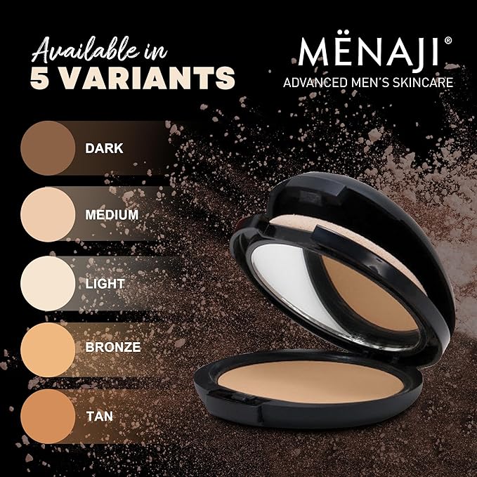 MËNAJI Anti-Shine Powder (HDPV) - Anti-Shine Face Make-Up for Men - Natural Looking Makeup - Mens Cosmetics - Medium
