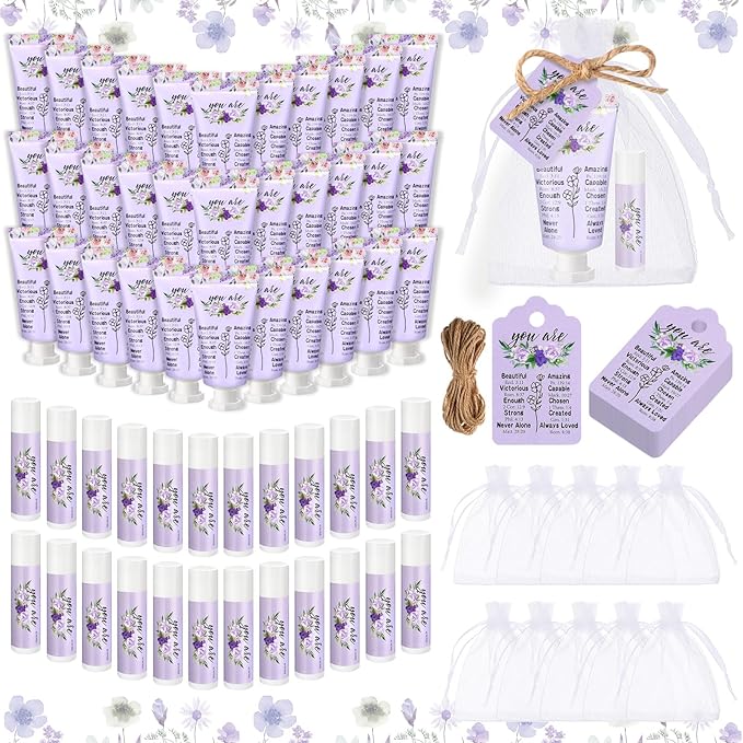 24 Sets Christian Hand Cream and Lip Balm Gift Set Christmas Christian Gift for Women Travel Size Hand Lotion Bible Verse Lip Balm Bulk for Baby Bridal Shower Mom Holiday Gift(Classic)