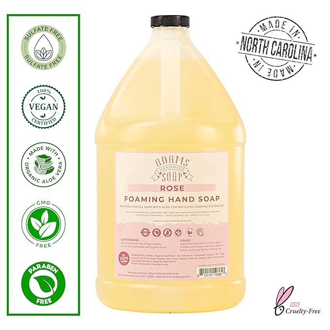 Adams Handmade Soap Liquid Foaming Soap 1 Gal - Rose