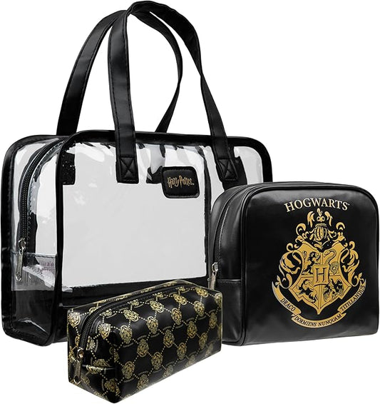 Harry Potter Toiletry Bags for Women Teenagers Girls, Set of 3 Zipped Wash Bag and Cosmetic Bag Holiday Essentials