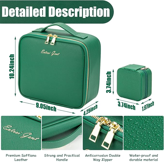 Makeup Travel Train Case with Mirror LED Light 3 Adjustable Brightness Cosmetic Bag Portable Storage Adjustable Partition Waterproof Makeup Brushes Makeup Jewelry Gift for Women