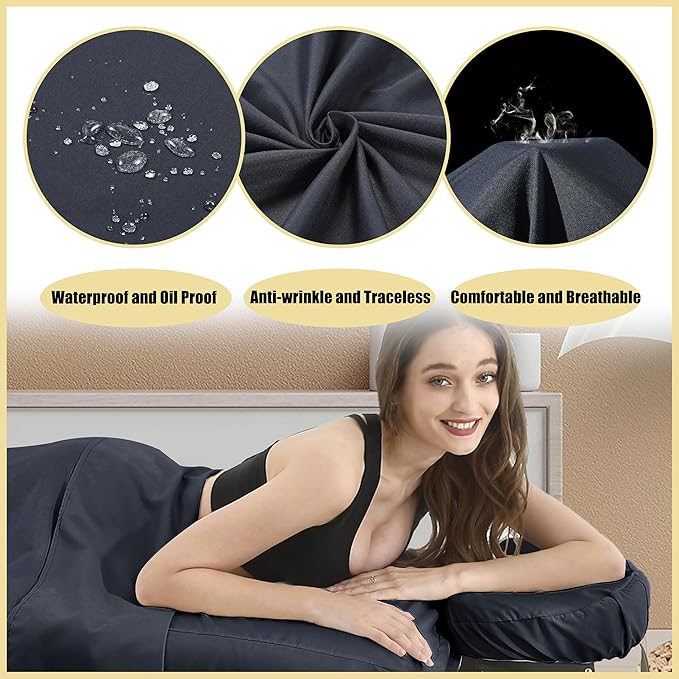 2 Sets Microfiber Massage Table Sheet Sets 3 Pcs Massage Bed Cover Soft Wrinkle Free Includes Massage Fitted Sheet,Massage Sheets and Face Cradle Cover for SPA Beauty Salon Tattoos (Black)