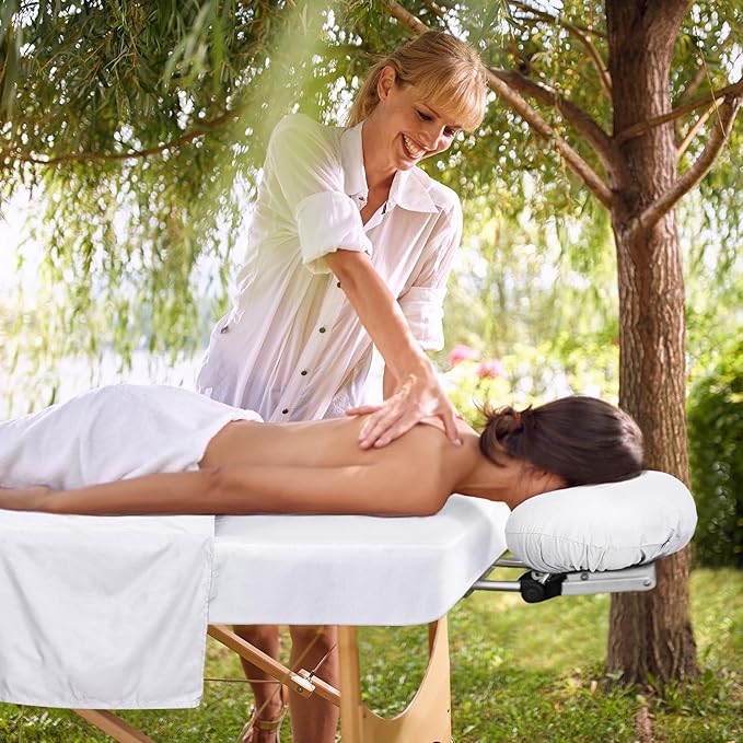 12 Pcs 4 Sets Premium Microfiber Massage Table Sheet Set, Include Massage Table Cover, Massage Fitted Sheet, Massage Face Rest Cover for Beauty Salon Spa Hair Salon, White