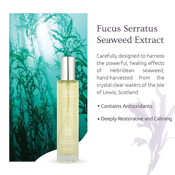 Ishga Body Spray | Natural & Organic Skincare | Scottish Seaweed | Lemongrass, Rose Geranium, Red Mandarin, Bergamot, Sandalwood | 3.38fl oz (100ml)