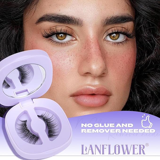Magnetic Eyelashes with Applicator Reusable Magnetic Lashes No Glue Needed Magnetic Eyelashes without Eyeliner Cat Eye Natural Look Magnetic Eyelashes Magnetic Lashes by Lanflower