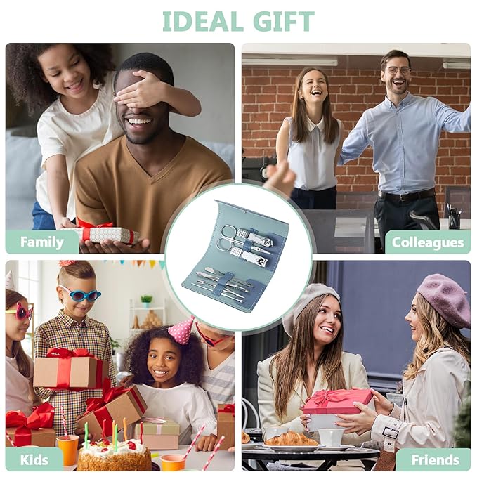 30 Set Manicure Kit Bulk Nail Clippers Kit 7 in 1 Mini Nail Clippers Stainless Steel Professional Nail Care Pedicure Kit with Travel Bag Grooming Kit for Valentine Women Men Home(Bright Color,Classic)