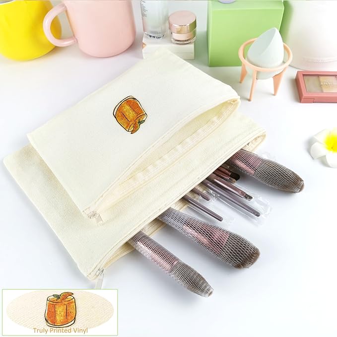 Koolmox Makeup Bags Bulk 30 Pack, Canvas Pouch with Zipper of 10 Colors, 8x5'' Blank Cotton Bags for Embroidery, Tie Dye, Marker, Circuit Projects, Christmas Gifts, Travel Bags for Pen Pencil