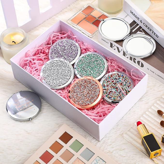 Roowest 30 Pcs Inspirational Compact Mirror Sometimes You Forget You're Awesome Appreciation Gifts for Women Mother's Day Party Favors Magnifying Pocket Mirror (Assorted Colors)