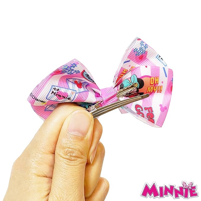 Disney Minnie Mouse Hair Bows - Hair Accessories Gift Set - Minnie Hair Bow - 7 Pcs 4 Inch Bundle - HairBows for Girls - Minnie on each clip - Alligator Clip - Ages 3 +