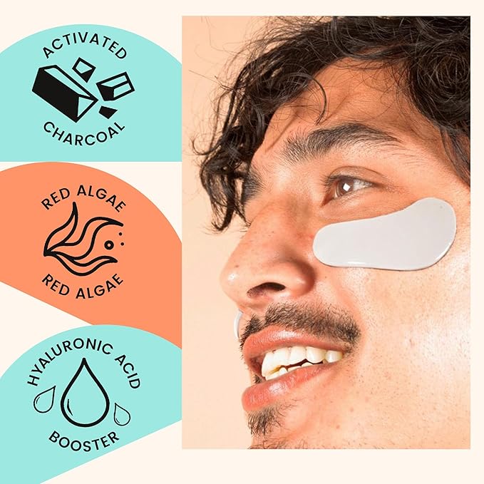 BLAQ Premium Under Eye Hydrating Patches for Dry Skin, Dark Circles and Puffiness. Snow Mushroom, Green Tea, Marine Algae, Vegan and Cruelty-Free, Snow Circles, 5-Pack