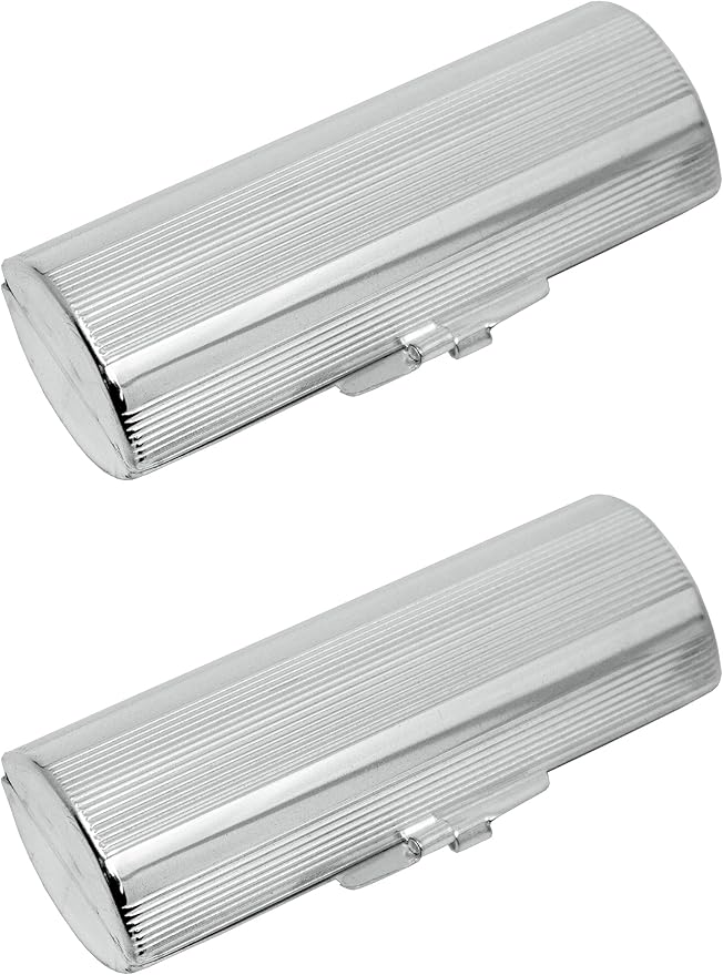 Stephanie Imports Set of 2 Capsule Shaped Lipstick Cases (Silver Ridges)