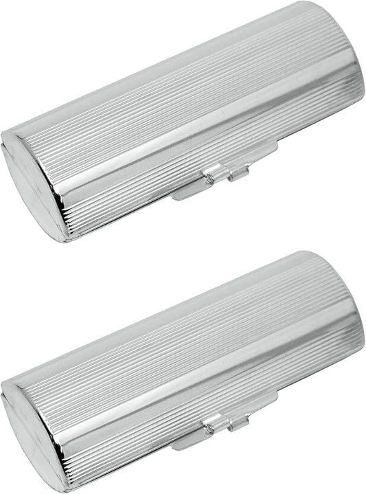 Stephanie Imports Set of 2 Capsule Shaped Lipstick Cases (Silver Ridges)