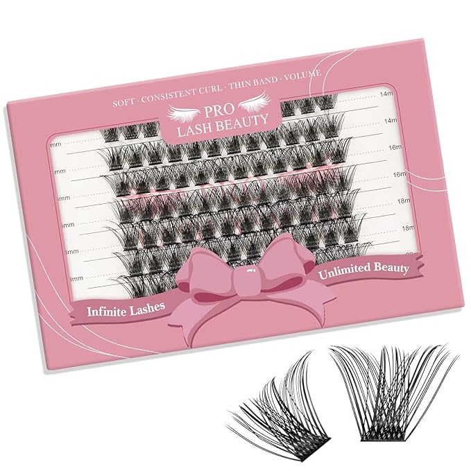 Lash Clusters, 96 Pcs 14-16-18-20mm Cluster Lashes C Curl Lash Clusters DIY Lash Extension Eyelash Clusters Volume Wispy Lashes Super Thin Band Reusable Soft & Comfortable(Volume-C-14-20 mix)