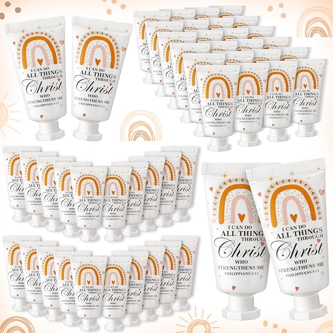 50 Pack Christian Hand Lotion Bulk Gifts for Women Mother Day Bible Mini Travel Hand Lotion Bulk for Stocking Stuffers Gifts Women Church Appreciation Teachers Coworkers(Boho)