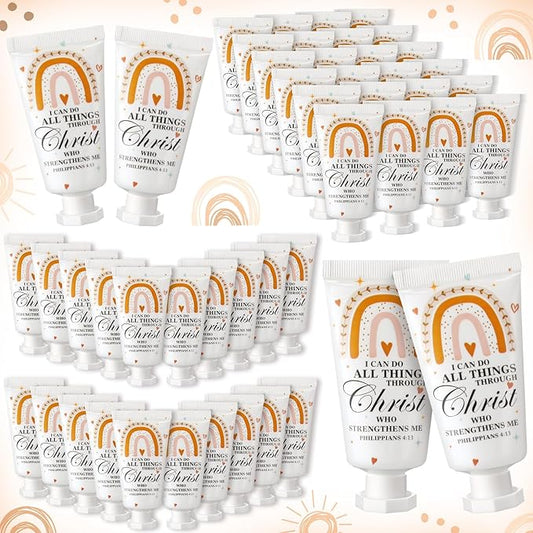 50 Pack Christian Hand Lotion Bulk Gifts for Women Mother Day Bible Mini Travel Hand Lotion Bulk for Stocking Stuffers Gifts Women Church Appreciation Teachers Coworkers(Boho)