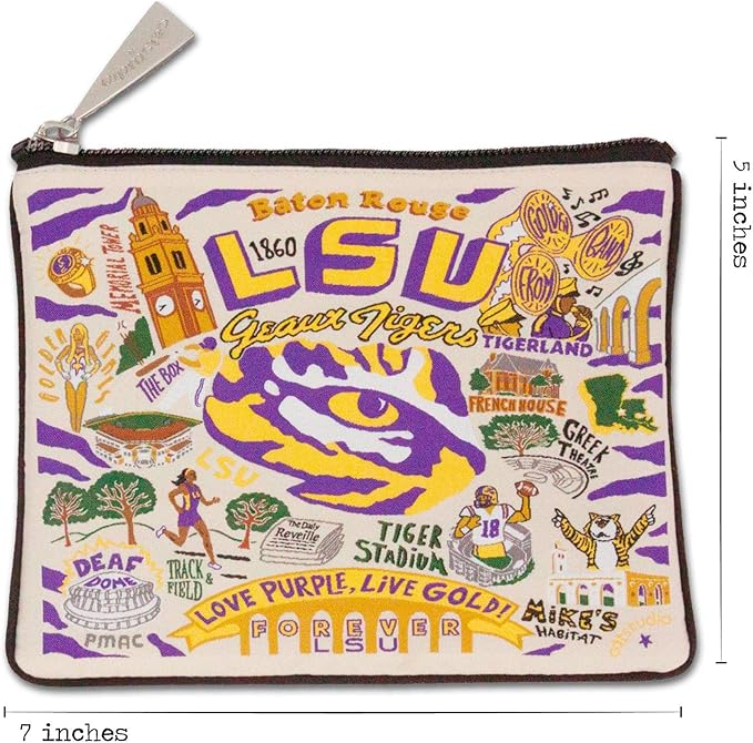 Catstudio Collegiate Zipper Pouch, Louisiana State University Travel Toiletry Bag, Ideal Gift for Alumni, Makeup Bag, Dog Treat Pouch, or Travel Purse