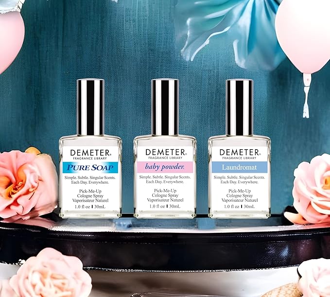 DEMETER Fresh And Clean Collection, Set of 3 Unique Perfumes For Women, Baby Powder, Pure Soap, Laundromat, 1 Oz Each