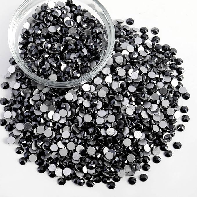 Beadsland Flatback Rhinestones Bulk, 2880pcs Rhinestones for Nails Crafts Clothes DIY Decoration, Jet Hematite, SS30, 6.3-6.5mm
