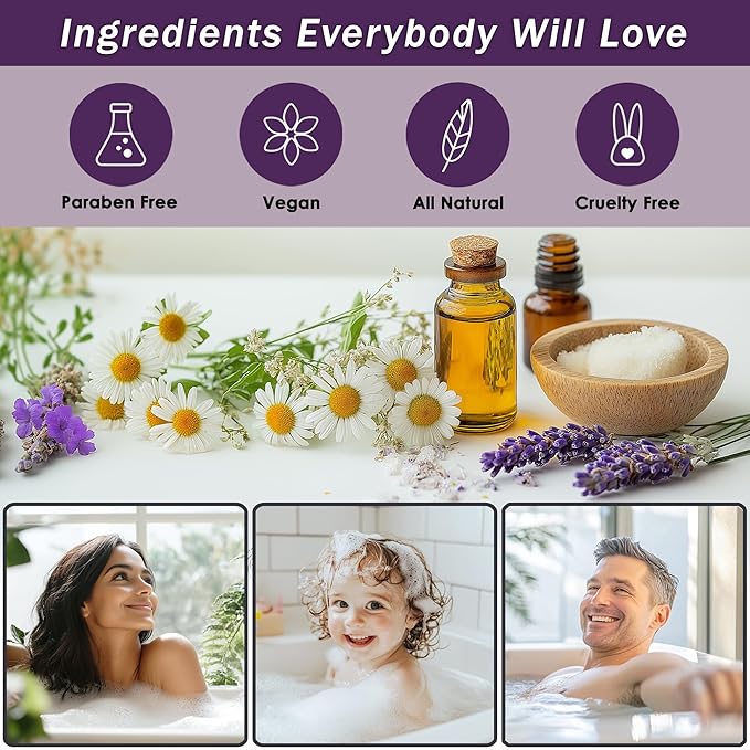 Spa Gift Baskets For Women - Luxury Bath Set With Lavender & Chamomile - Spa Kit Includes Body Wash, Bubble Bath, Lotion, Body Butter, Soap, Body Spray, Shower Puff, and Towel