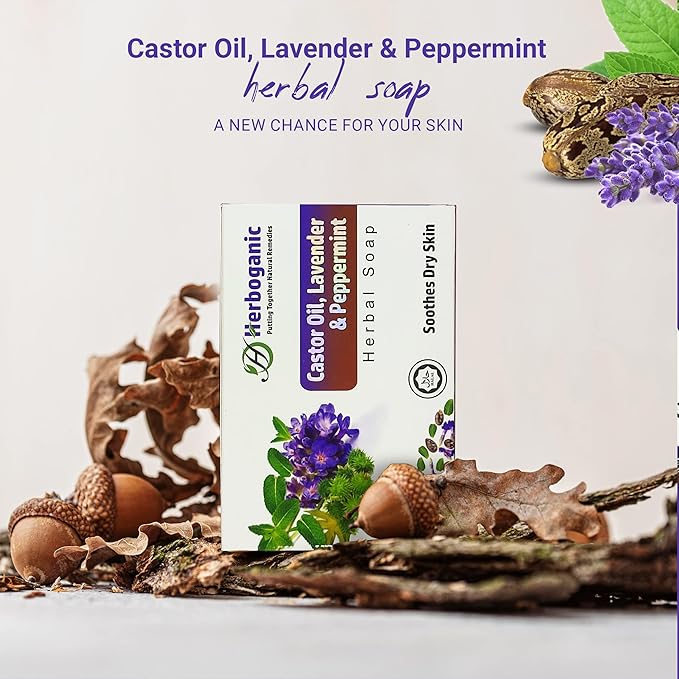 Castor oil lavender and peppermint Herbal Soap | Pack of 6 of 5oz soap Bar | Ideal for Men and Women, Soothing and Nourishing Soap for Moisturization