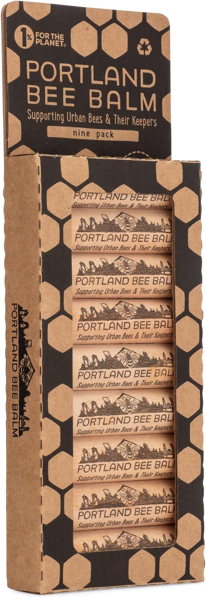 Portland Bee Balm All Natural Handmade Beeswax Based Lip Balm, Unscented 9 Count