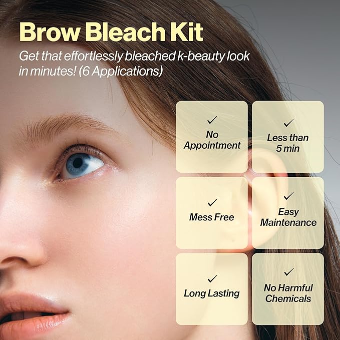 ENTROPY Makeup Brow Bleach Kit, Gentle & Effective Eyebrow Lightening for All Brow Types, Eyebrow Tint Kit, Quick 5-Minute Application, DIY Salon-Quality Results at Home, 6 Applications