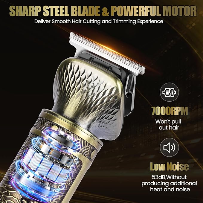 Brightup Beard Trimmer for Men, Professional Zero Gapped T-Blade Trimmer, Cordless Hair Clipper, 7 in 1 Grooming Kit for Face Electric Razor Shavers Mustache Body Nose Trimmer, Gift for Men