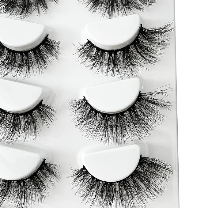False Eyelashes Fluffy Dramatic 20-22mm Long Faux Mink Wispy Silk Fake Eye Lashes 5 Pairs Pack