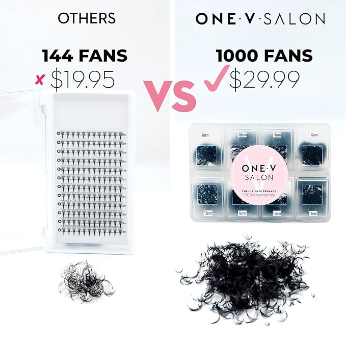 1000 Loose Premade Fans Eyelash Extensions, C Curl Volume Lashes,14D 20D 10D-0.07 Thickness, 9-16mm Fluffy Handmade Fan Mixed Tray
