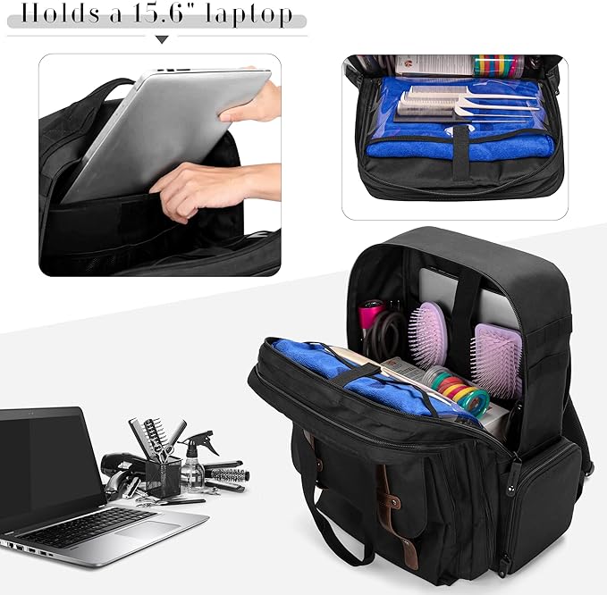 BAFASO Large Capacity Barber Case, Travel Hairdresser Bag Holds Various Hair Cutting Tools (Bag Only), Black