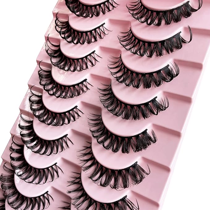 Russian D Curl Strip Lashes Fluffy False Eyelashes Natural Lashes 15-20mm Fake Lashes Pack Volume Eye Lashes 10 Pairs Faux mink lash Multipack