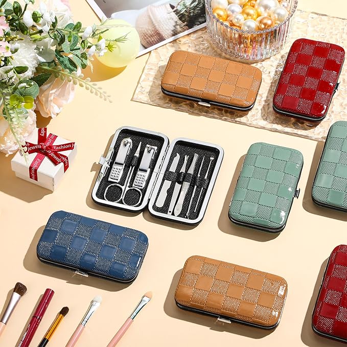 24 Sets Manicure Bulk Mothers Day Gifts Professional Nail Care Kit Nail Clippers Kit 8 in 1 Stainless Steel Pedicure Set with Travel Case Portable Grooming Kits for Men Women Friends(Classic)