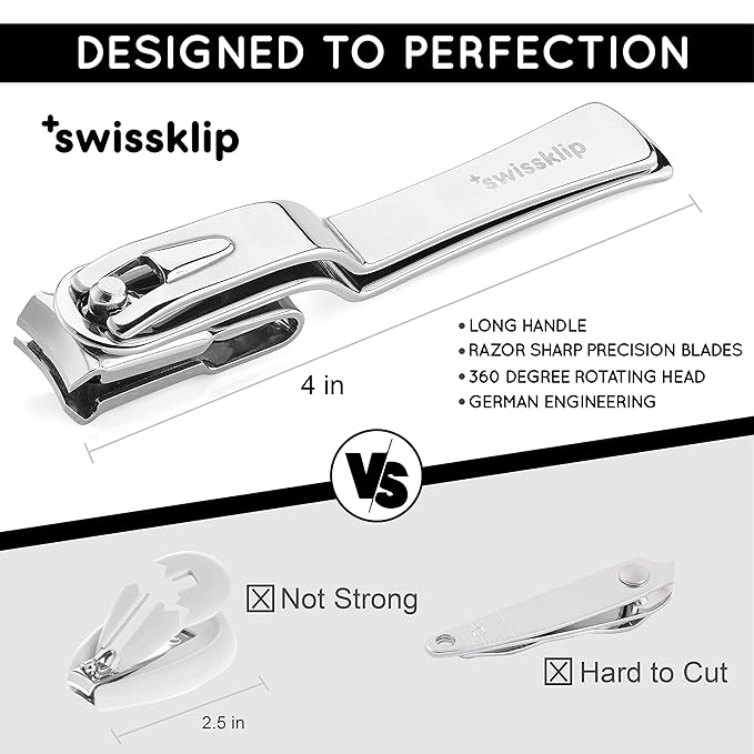 Swissklip Heavy Duty Toenail Clippers for Seniors Thick Toenails I Professional Nail Clippers for Ingrown Toenail I nail clippers for men I well suited as finger nail clippers adult