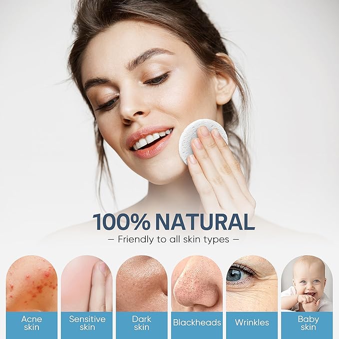 100PCS Compressed Facial Sponges, Cleansing, for Personal Spa Esthetician Use, White