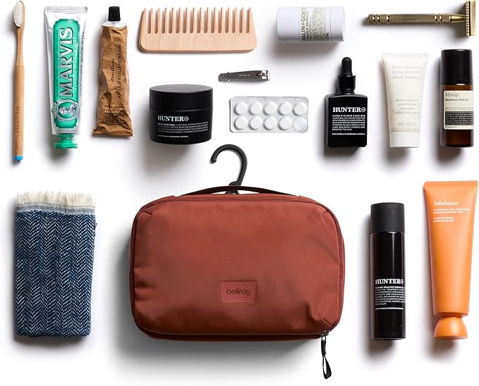 Bellroy Hanging Toiletry Kit (Hanging 3 Liter Toiletry Bag for Men and Women, and Designed for Travel) - Clay
