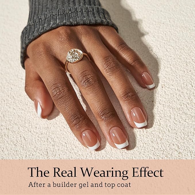 BTArtboxnails French Nails with Builder Gel, Top Coat, Nail Lamp Set