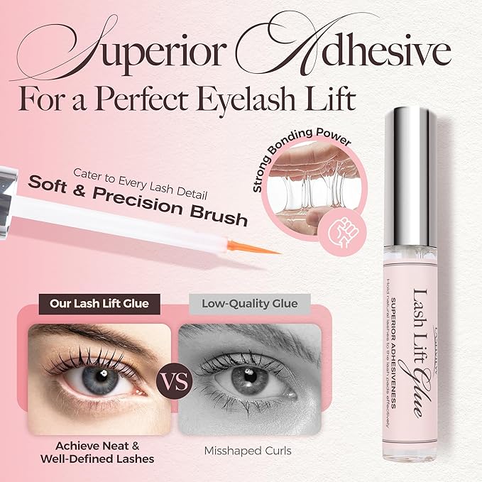 LASHVIEW Lash Lift Kit, Eyelash Perm Kit, Professional Eyelash Curling Lash Extension Set,Lash Curling, Semi-Permanent Curling Perming Wave Suitable for Salon（5PCS）