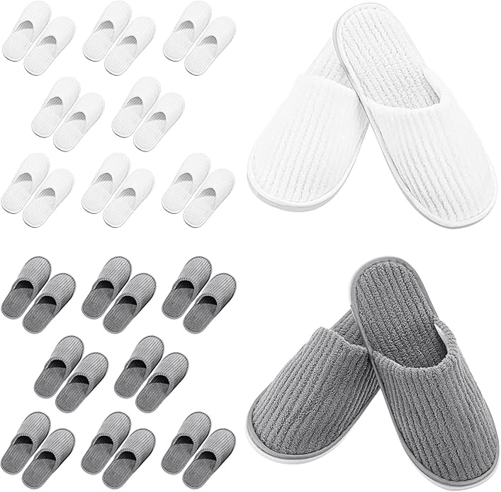 SATINIOR 18 Pairs Disposable Slippers for Guest Bulk Soft Washable House Women Men Slippers Pack for Hotel Spa Travel