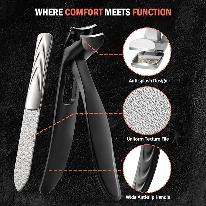 BEZOX Nail Clippers with Catcher for Seniors for Thick Nails, Fingernail and Toenail Clippers