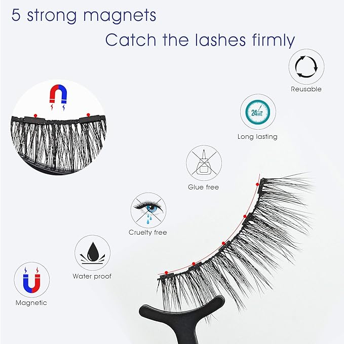 Alcastar Magnetic Eyelashes with Eyeliner Kit, Magnetic Lashes Natural Looking with, Reusable,Long Lasting, Easy Apply,Cruelty-Free. (ATZ1004A-4)
