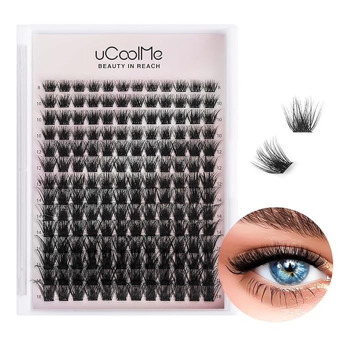 Magic Lash Clusters 8-18mm Volume Fluffy Eyelash Clusters D Curl - WideSpan DIY Eyelash Extension Cat Eye Lashes Individual Fake Eyelashes Clusters with 0.05mm Ultra-Thin Black Band
