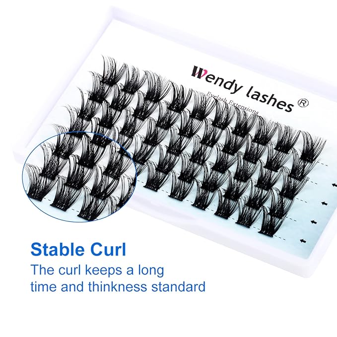 DIY Eyelash Extension Clusters Lashes 3D Volume Effect D Curl Wide Stem Individual Lash Clusters Reusable Artificial Fluffy Wispy False Eyelashes Set for Home Eyelash Extensions (0.07-D-16mm)