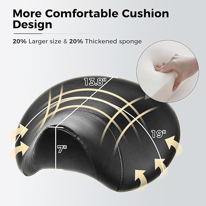 BEWISHOME Saddle Stool with Wheels, Swivel Adjustable Rolling Stool,Heavy Duty PU Leather Wide Thick Seat Padding Ergonomic Chair for Beauty Salon Spa Clinic(Black) BMD01B