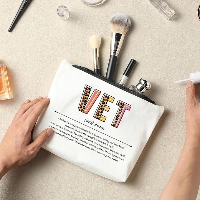 Vet Veterinarian Definition, Vet Tech Gifts, Makeup Bag Cosmetic Bag, Veterinarian Gifts, Veterinary Technician Birthday Appreciation Thank You Gifts for Women Female Friend Student Coworker Sister