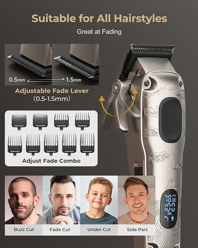 Hair Clippers for Men Professional, Cordless Hair Clippers for Hair Cutting, Mens Clippers and Trimmers Set, Electric Hair Trimmer for Men with Package Box
