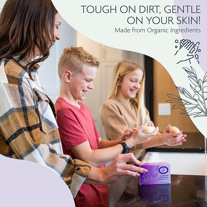 Body Wash Castile Soap Bar for Sensitive Skin – Long Lasting Natural Bar Soap for Men and Women with Olive Oil and Cocoa Butter - Vegan Lavender Scented by Carolina Castile, 5 oz Each