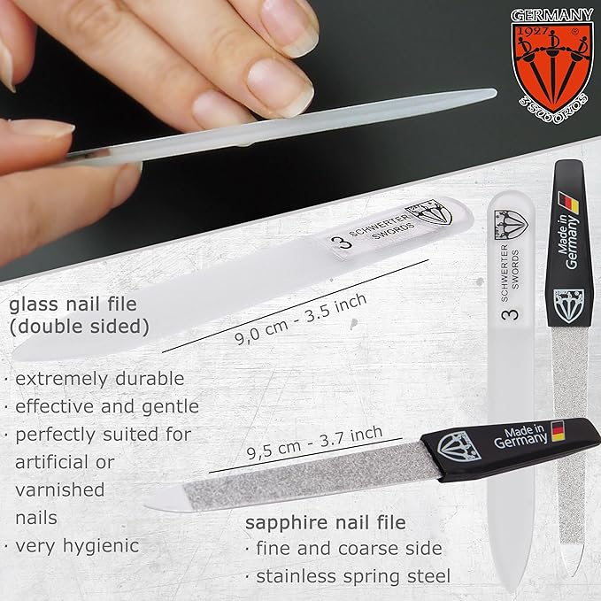 3 Swords Germany - brand quality 6 piece manicure pedicure kit set - stainless steel nail care tools - Made in Solingen Germany (500)