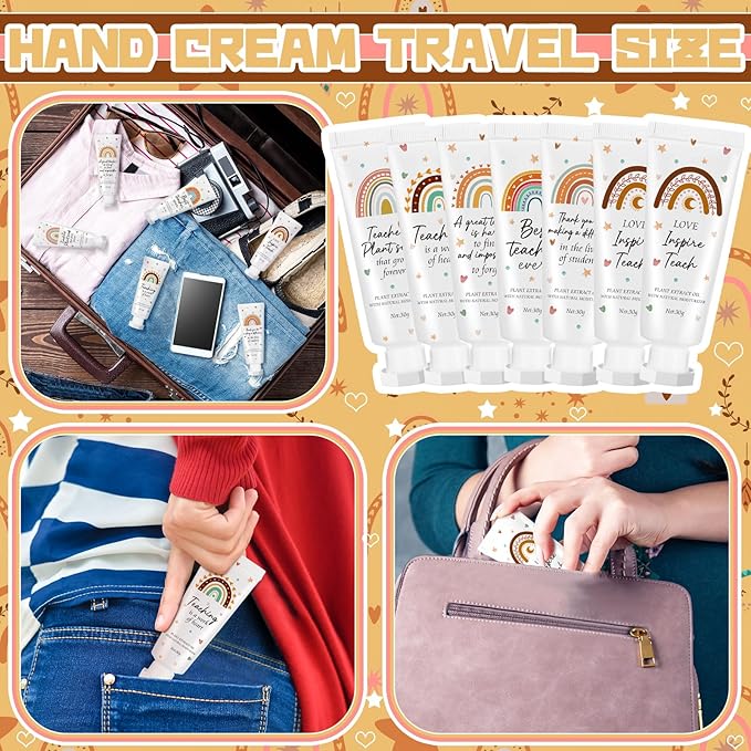 24 Pcs Teacher Appreciation Hand Cream Gifts Boho Rainbow Graduation End the Year Thank You Teacher Gifts for Women Travel Size Hand Cream Christmas Moisturizing Hnad Lotion